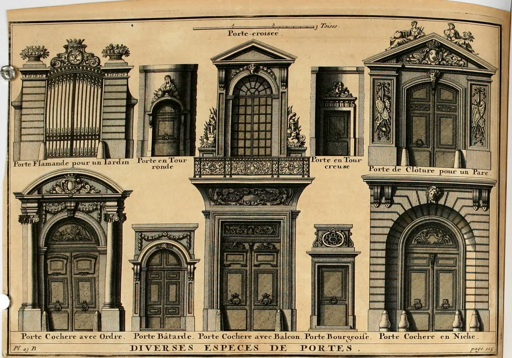 An illustration from Cours d'architecture qui comprend les ordres de Vignole : avec des commentaires, les figures & descriptions de ses plus beaux bâtimens, & de ceux de Michel-Ange : plusieurs nouveaux desseins, ornemens & préceptes concernant la distribution, la décoration ... & tout ce qui regarde l'art de bâtir : avec une ample explication par ordre alphabetique de tous les termes, 1693, leaf 212