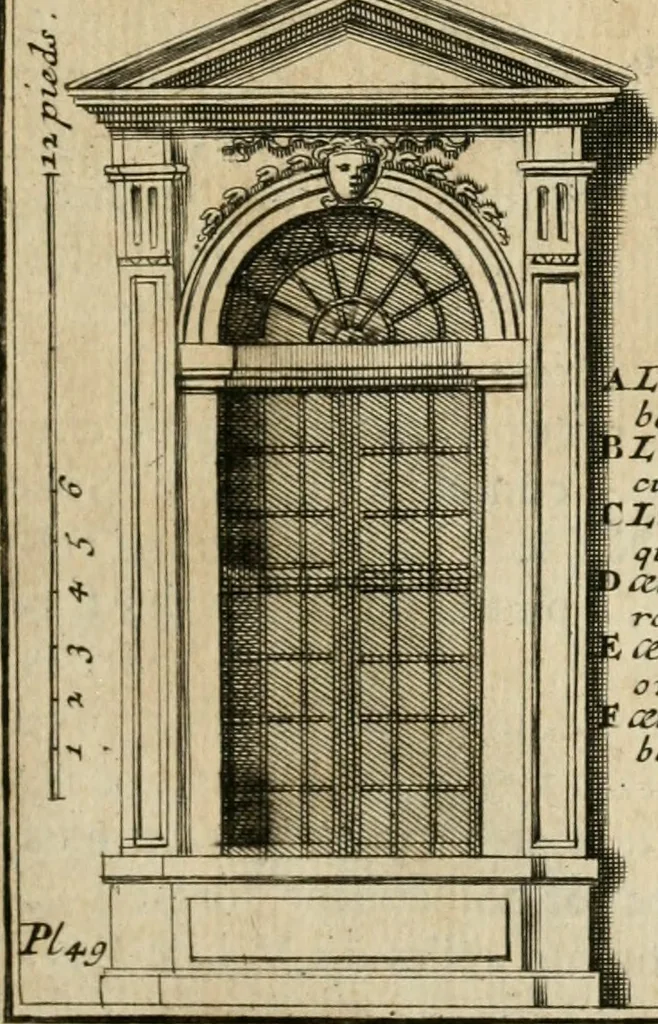 An illustration from Cours d'architecture qui comprend les ordres de Vignole : avec des commentaires, les figures & descriptions de ses plus beaux bâtimens, & de ceux de Michel-Ange : plusieurs nouveaux desseins, ornemens & préceptes concernant la distribution, la décoration ... & tout ce qui regarde l'art de bâtir : avec une ample explication par ordre alphabetique de tous les termes, 1693, leaf 234
