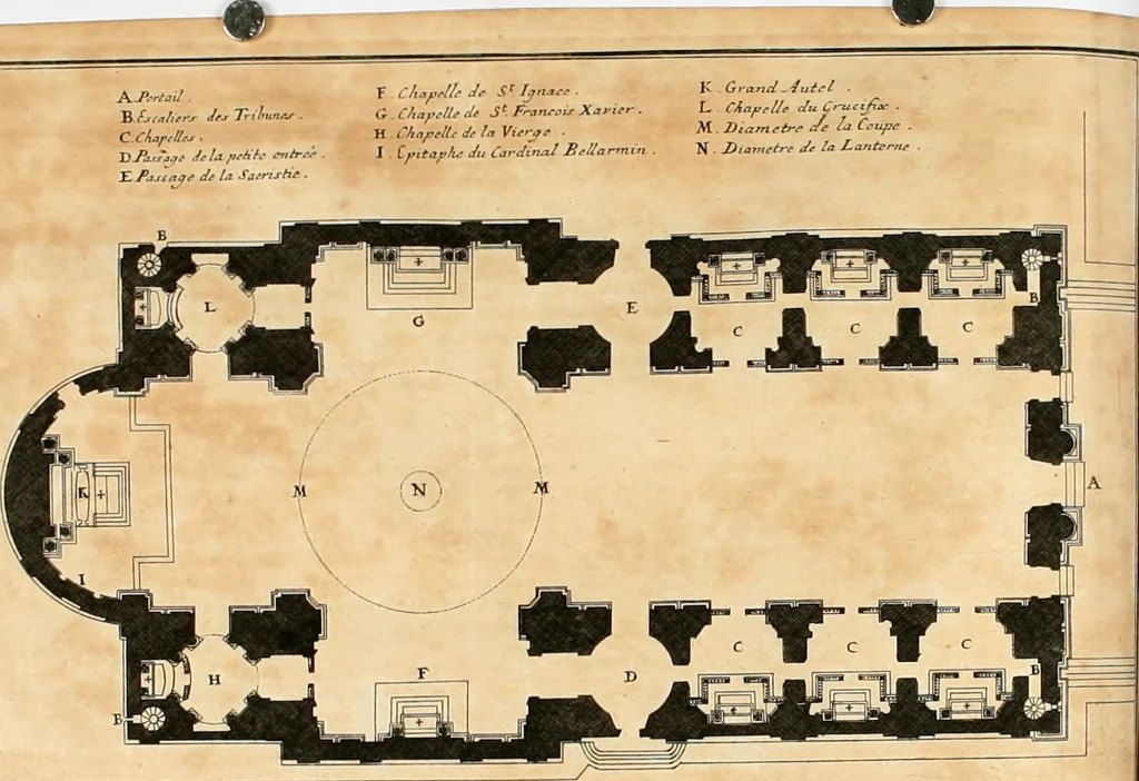 An illustration from Cours d'architecture qui comprend les ordres de Vignole : avec des commentaires, les figures & descriptions de ses plus beaux bâtimens, & de ceux de Michel-Ange : plusieurs nouveaux desseins, ornemens & préceptes concernant la distribution, la décoration ... & tout ce qui regarde l'art de bâtir : avec une ample explication par ordre alphabetique de tous les termes, 1693, leaf 382
