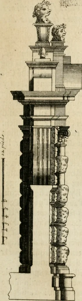 An illustration from Cours d'architecture qui comprend les ordres de Vignole : avec des commentaires, les figures & descriptions de ses plus beaux bâtimens, & de ceux de Michel-Ange : plusieurs nouveaux desseins, ornemens & préceptes concernant la distribution, la décoration ... & tout ce qui regarde l'art de bâtir : avec une ample explication par ordre alphabetique de tous les termes, 1693, leaf 422