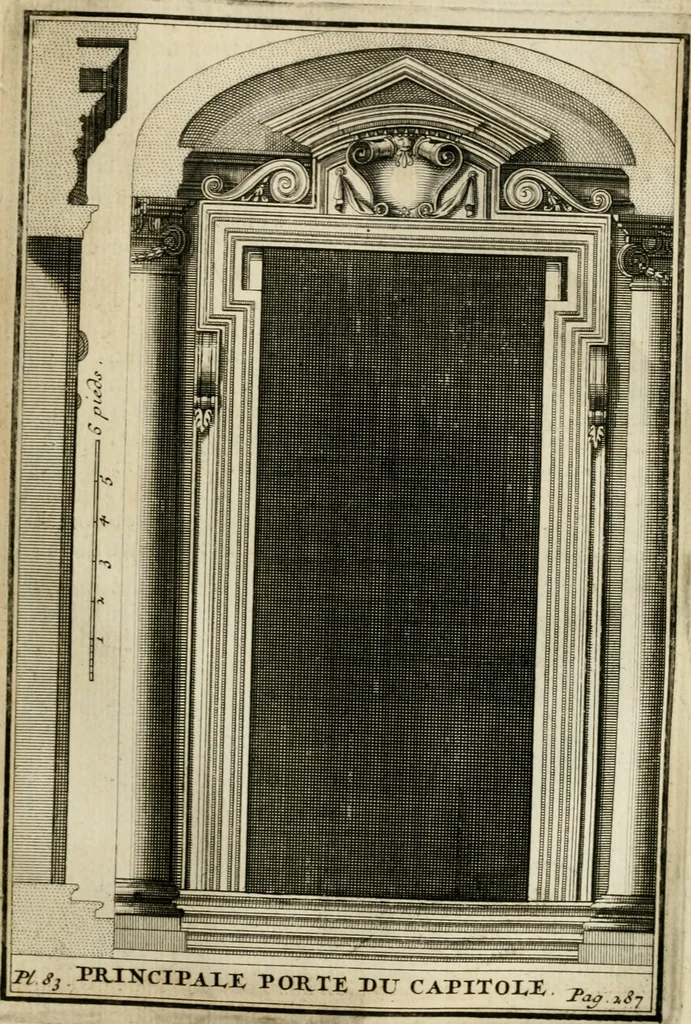 An illustration from Cours d'architecture qui comprend les ordres de Vignole : avec des commentaires, les figures & descriptions de ses plus beaux bâtimens, & de ceux de Michel-Ange : plusieurs nouveaux desseins, ornemens & préceptes concernant la distribution, la décoration ... & tout ce qui regarde l'art de bâtir : avec une ample explication par ordre alphabetique de tous les termes, 1693, leaf 432