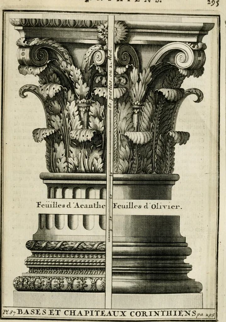 An illustration from Cours d'architecture qui comprend les ordres de Vignole : avec des commentaires, les figures & descriptions de ses plus beaux bâtimens, & de ceux de Michel-Ange : plusieurs nouveaux desseins, ornemens & préceptes concernant la distribution, la décoration ... & tout ce qui regarde l'art de bâtir : avec une ample explication par ordre alphabetique de tous les termes, 1693, leaf 440