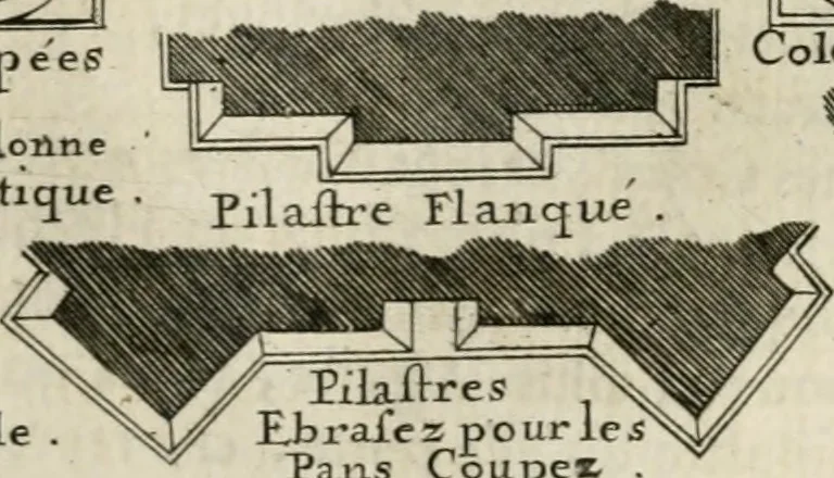An illustration from Cours d'architecture qui comprend les ordres de Vignole : avec des commentaires, les figures & descriptions de ses plus beaux bâtimens, & de ceux de Michel-Ange : plusieurs nouveaux desseins, ornemens & préceptes concernant la distribution, la décoration ... & tout ce qui regarde l'art de bâtir : avec une ample explication par ordre alphabetique de tous les termes, 1693, leaf 450