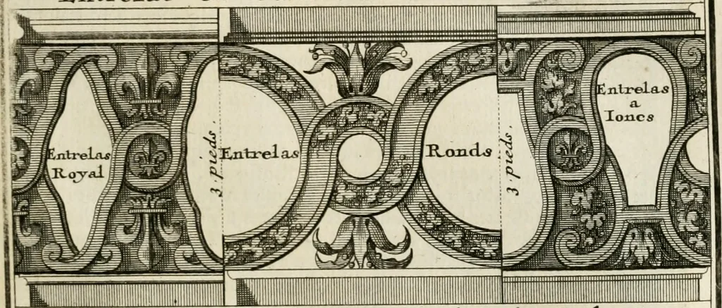 An illustration from Cours d'architecture qui comprend les ordres de Vignole : avec des commentaires, les figures & descriptions de ses plus beaux bâtimens, & de ceux de Michel-Ange : plusieurs nouveaux desseins, ornemens & préceptes concernant la distribution, la décoration ... & tout ce qui regarde l'art de bâtir : avec une ample explication par ordre alphabetique de tous les termes, 1693, leaf 474