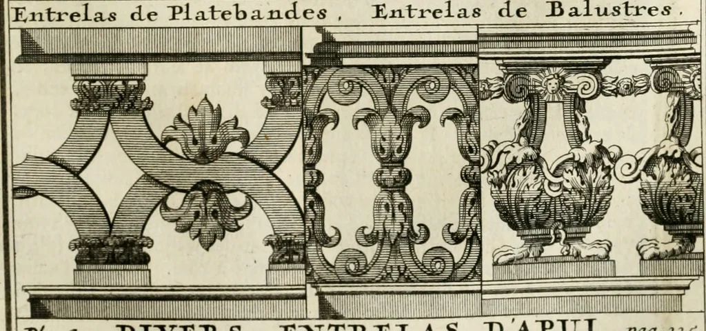An illustration from Cours d'architecture qui comprend les ordres de Vignole : avec des commentaires, les figures & descriptions de ses plus beaux bâtimens, & de ceux de Michel-Ange : plusieurs nouveaux desseins, ornemens & préceptes concernant la distribution, la décoration ... & tout ce qui regarde l'art de bâtir : avec une ample explication par ordre alphabetique de tous les termes, 1693, leaf 474