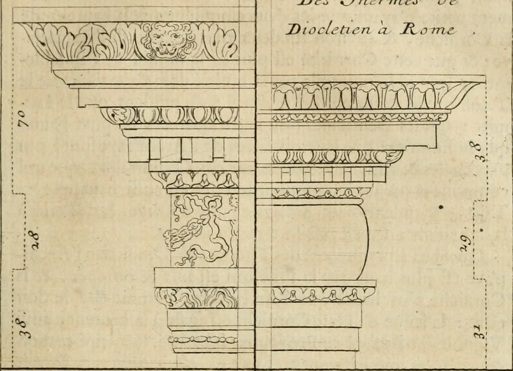 An illustration from Cours d'architecture qui comprend les ordres de Vignole : avec des commentaires, les figures & descriptions de ses plus beaux bâtimens, & de ceux de Michel-Ange : plusieurs nouveaux desseins, ornemens & préceptes concernant la distribution, la décoration ... & tout ce qui regarde l'art de bâtir : avec une ample explication par ordre alphabetique de tous les termes, 1693, leaf 96