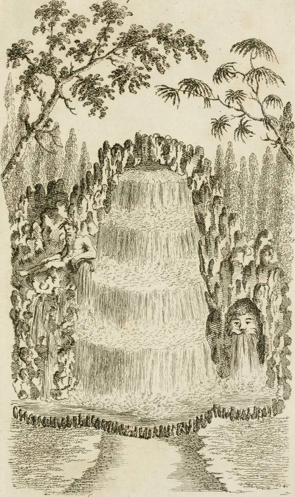 An illustration from Grotesque architecture, or, Rural amusement : consisting of plans, elevations, and sections, for huts, retreats, summer and winter hermitages, terminaries, Chinese, Gothic, and natural grottos, cascades, baths, mosques, Moresque pavilions, grotesque and rustic seats, green-houses, &c. many of which may be executed with flints, irregular sotnes, rude branches, and roots of trees : the whole containing twenty-eight new designs, with scales to each : to which is added, an explanation, with the methods of executing them, 1815, leaf 42