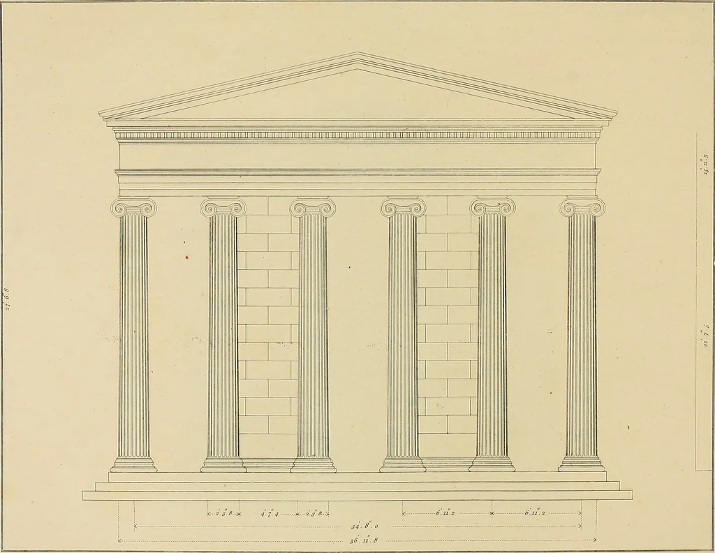 An illustration from The civil architecture of Vitruvius : comprising those books of the author which relate to the public and private edifices of the ancients, 1812, leaf 160