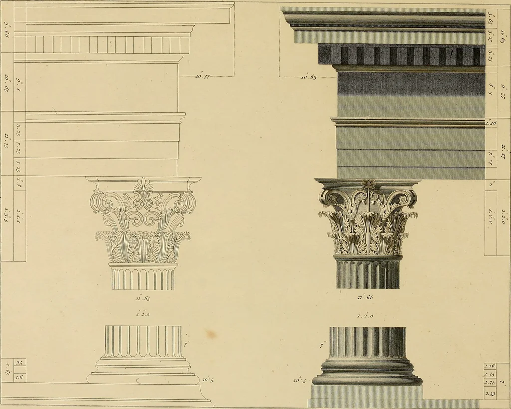An illustration from The civil architecture of Vitruvius : comprising those books of the author which relate to the public and private edifices of the ancients, 1812, leaf 236