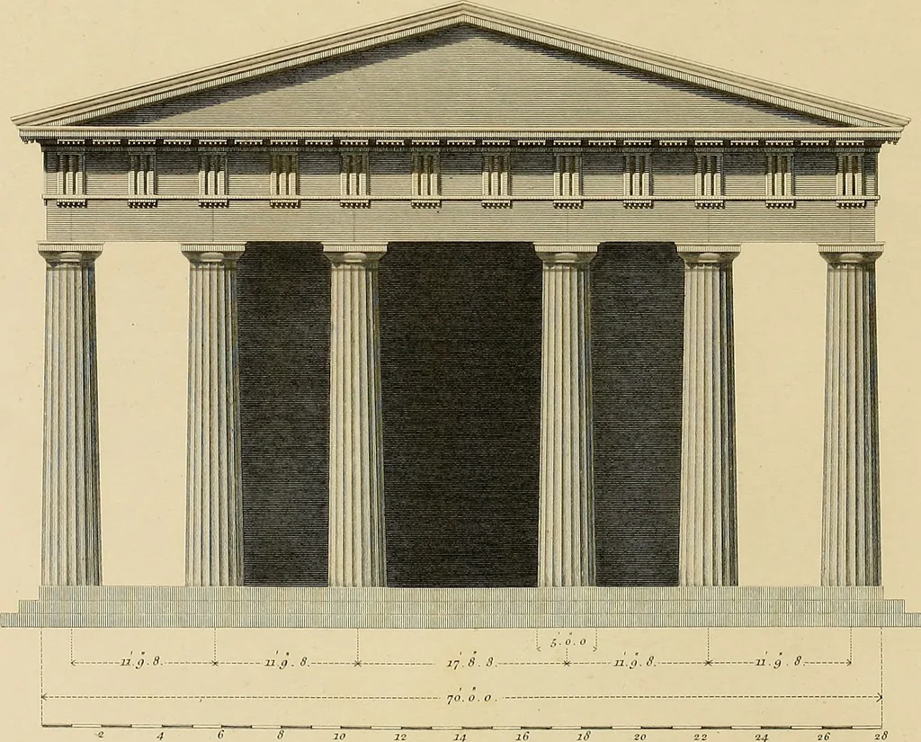 An illustration from The civil architecture of Vitruvius : comprising those books of the author which relate to the public and private edifices of the ancients, 1812, leaf 242