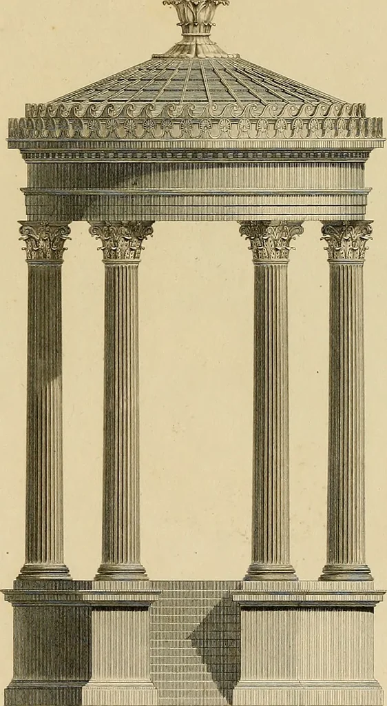 An illustration from The civil architecture of Vitruvius : comprising those books of the author which relate to the public and private edifices of the ancients, 1812, leaf 258