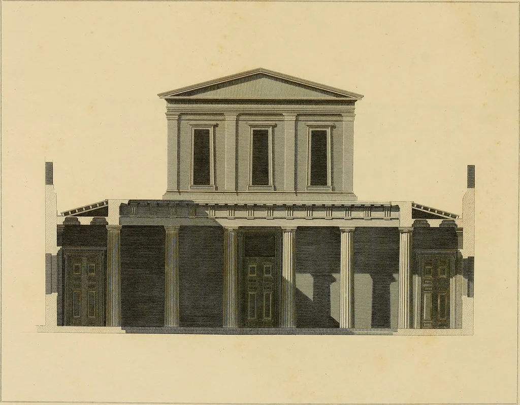 An illustration from The civil architecture of Vitruvius : comprising those books of the author which relate to the public and private edifices of the ancients, 1812, leaf 420