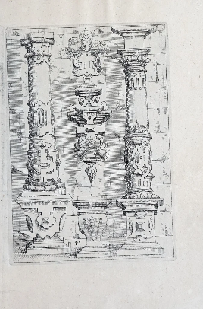 An illustration from Architectvra, oder, Verzeichnuss allerhand Eynfassungen an Thüren, Fenstern vnd Decken : u. sehr nützlich vnnd dienlich allen Mahlern, Bildthawern, Steinmetzen, Schreinern, vnd andern Liebhabern dieser Kunst, 1609, leaf 101