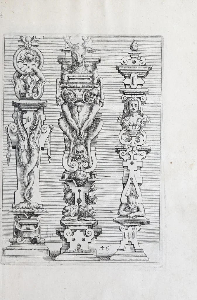An illustration from Architectvra, oder, Verzeichnuss allerhand Eynfassungen an Thüren, Fenstern vnd Decken : u. sehr nützlich vnnd dienlich allen Mahlern, Bildthawern, Steinmetzen, Schreinern, vnd andern Liebhabern dieser Kunst, 1609, leaf 103