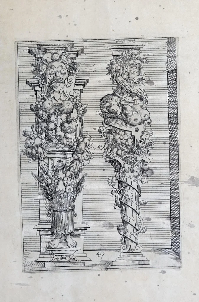 An illustration from Architectvra, oder, Verzeichnuss allerhand Eynfassungen an Thüren, Fenstern vnd Decken : u. sehr nützlich vnnd dienlich allen Mahlern, Bildthawern, Steinmetzen, Schreinern, vnd andern Liebhabern dieser Kunst, 1609, leaf 109
