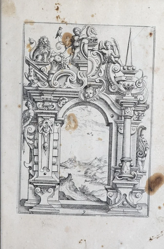An illustration from Architectvra, oder, Verzeichnuss allerhand Eynfassungen an Thüren, Fenstern vnd Decken : u. sehr nützlich vnnd dienlich allen Mahlern, Bildthawern, Steinmetzen, Schreinern, vnd andern Liebhabern dieser Kunst, 1609, leaf 29