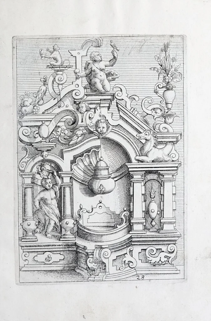 An illustration from Architectvra, oder, Verzeichnuss allerhand Eynfassungen an Thüren, Fenstern vnd Decken : u. sehr nützlich vnnd dienlich allen Mahlern, Bildthawern, Steinmetzen, Schreinern, vnd andern Liebhabern dieser Kunst, 1609, leaf 67