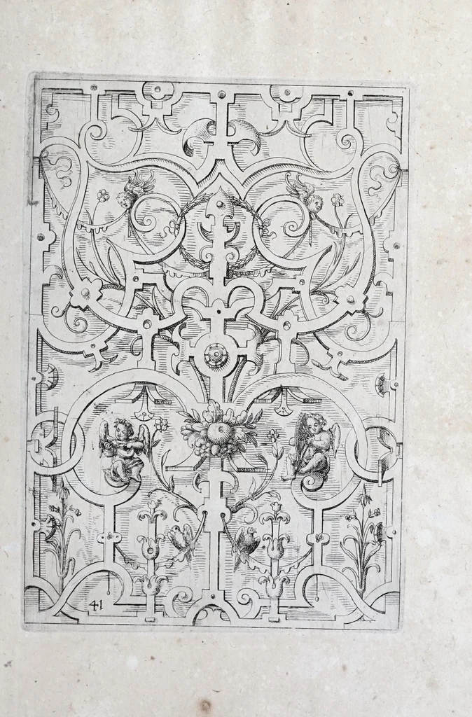 An illustration from Architectvra, oder, Verzeichnuss allerhand Eynfassungen an Thüren, Fenstern vnd Decken : u. sehr nützlich vnnd dienlich allen Mahlern, Bildthawern, Steinmetzen, Schreinern, vnd andern Liebhabern dieser Kunst, 1609, leaf 93
