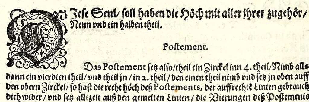 An illustration from Architectvra von Ausstheilung, Symmetria vnd Proportion der fünff Seulen : vnd aller darauss volgender Kunst Arbeit von Fenstern, Caminen, Thürgerichten, Portalen, Bronnen vnd Epitaphien ..., 1598, leaf 274
