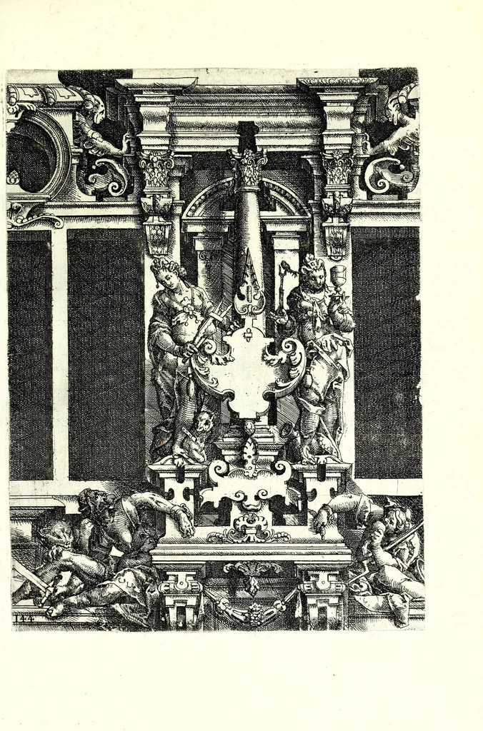 An illustration from Architectvra von Ausstheilung, Symmetria vnd Proportion der fünff Seulen : vnd aller darauss volgender Kunst Arbeit von Fenstern, Caminen, Thürgerichten, Portalen, Bronnen vnd Epitaphien ..., 1598, leaf 291