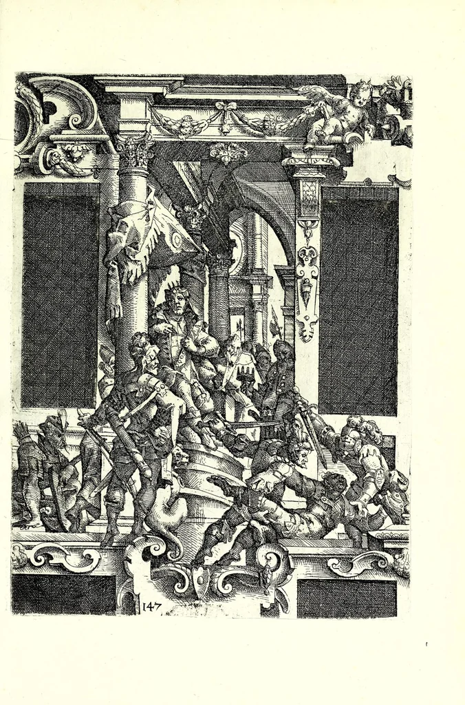 An illustration from Architectvra von Ausstheilung, Symmetria vnd Proportion der fünff Seulen : vnd aller darauss volgender Kunst Arbeit von Fenstern, Caminen, Thürgerichten, Portalen, Bronnen vnd Epitaphien ..., 1598, leaf 297