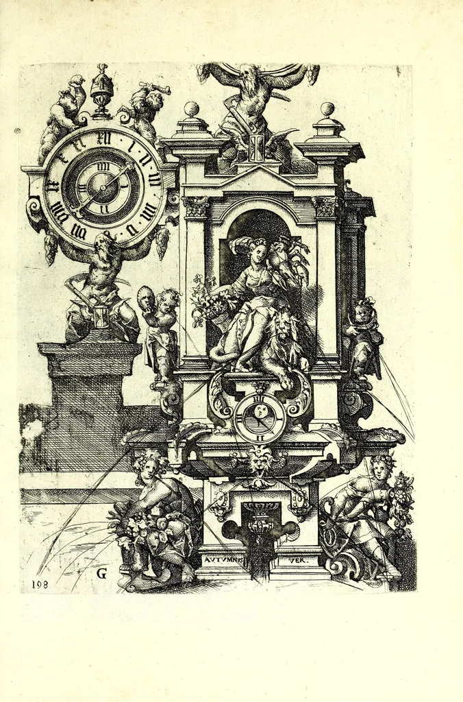 An illustration from Architectvra von Ausstheilung, Symmetria vnd Proportion der fünff Seulen : vnd aller darauss volgender Kunst Arbeit von Fenstern, Caminen, Thürgerichten, Portalen, Bronnen vnd Epitaphien ..., 1598, leaf 399