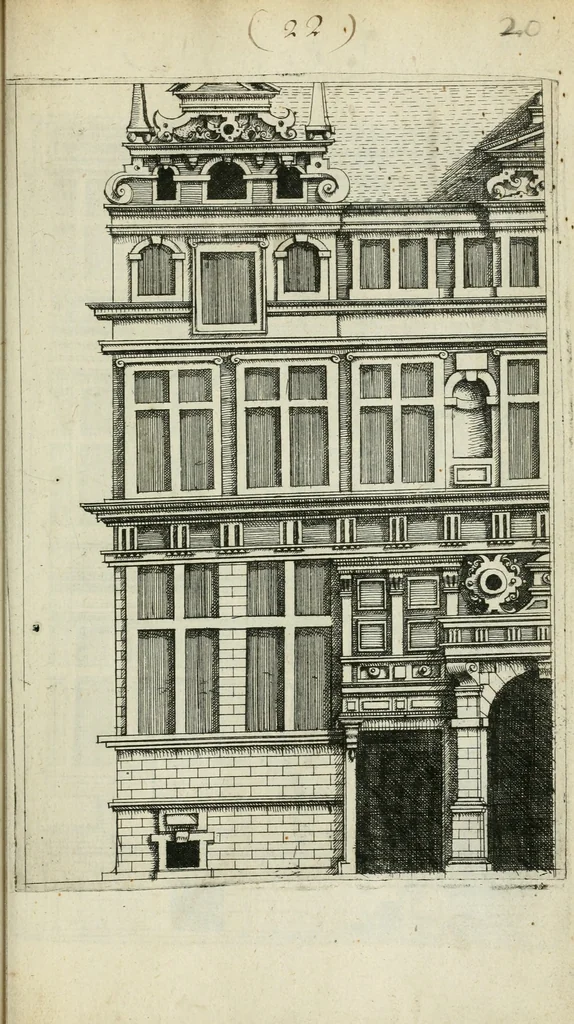 An illustration from Architectvra, vonn Ausstheijlung der fünff Seülen, vnd aller darausz folder Kunst vnd Arbeit von Festern, Camin, Thürgerichten, Portale, Bruñen vnd Epitaphie, 1612, leaf 124