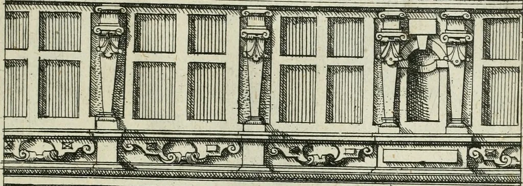 An illustration from Architectvra, vonn Ausstheijlung der fünff Seülen, vnd aller darausz folder Kunst vnd Arbeit von Festern, Camin, Thürgerichten, Portale, Bruñen vnd Epitaphie, 1612, leaf 126