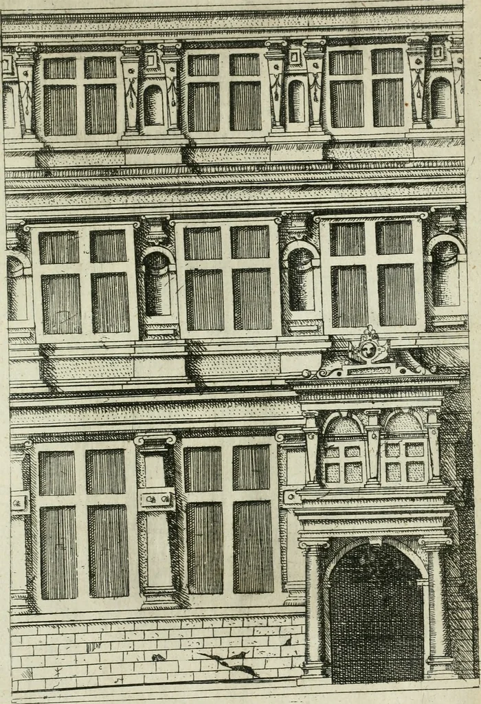 An illustration from Architectvra, vonn Ausstheijlung der fünff Seülen, vnd aller darausz folder Kunst vnd Arbeit von Festern, Camin, Thürgerichten, Portale, Bruñen vnd Epitaphie, 1612, leaf 154