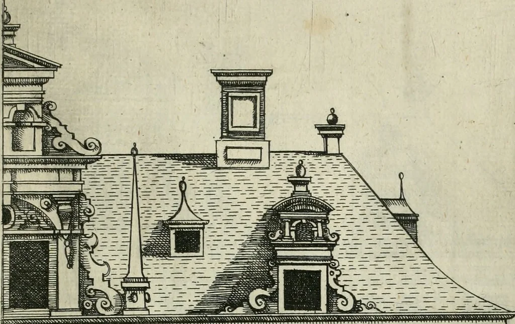 An illustration from Architectvra, vonn Ausstheijlung der fünff Seülen, vnd aller darausz folder Kunst vnd Arbeit von Festern, Camin, Thürgerichten, Portale, Bruñen vnd Epitaphie, 1612, leaf 156