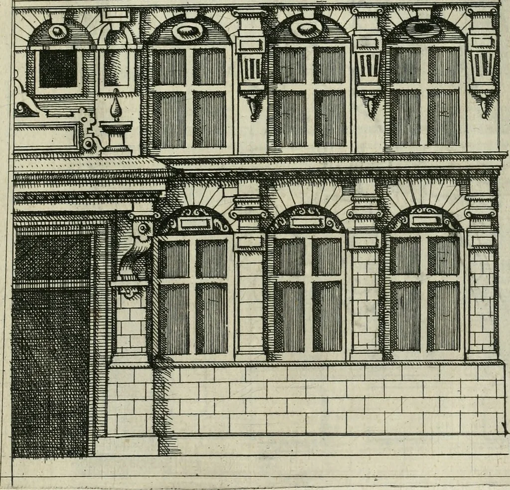An illustration from Architectvra, vonn Ausstheijlung der fünff Seülen, vnd aller darausz folder Kunst vnd Arbeit von Festern, Camin, Thürgerichten, Portale, Bruñen vnd Epitaphie, 1612, leaf 156