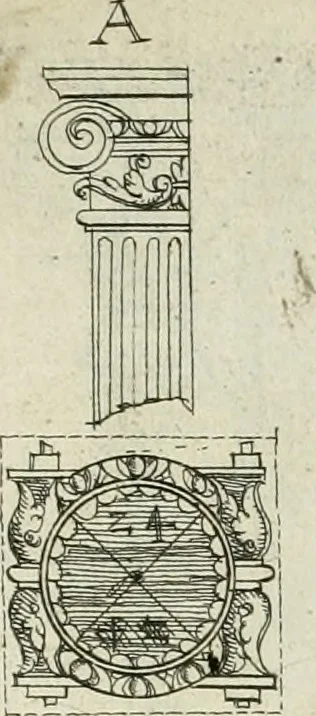 An illustration from Architectvra, vonn Ausstheijlung der fünff Seülen, vnd aller darausz folder Kunst vnd Arbeit von Festern, Camin, Thürgerichten, Portale, Bruñen vnd Epitaphie, 1612, leaf 22
