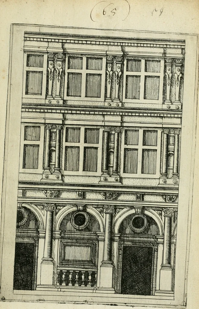 An illustration from Architectvra, vonn Ausstheijlung der fünff Seülen, vnd aller darausz folder Kunst vnd Arbeit von Festern, Camin, Thürgerichten, Portale, Bruñen vnd Epitaphie, 1612, leaf 40