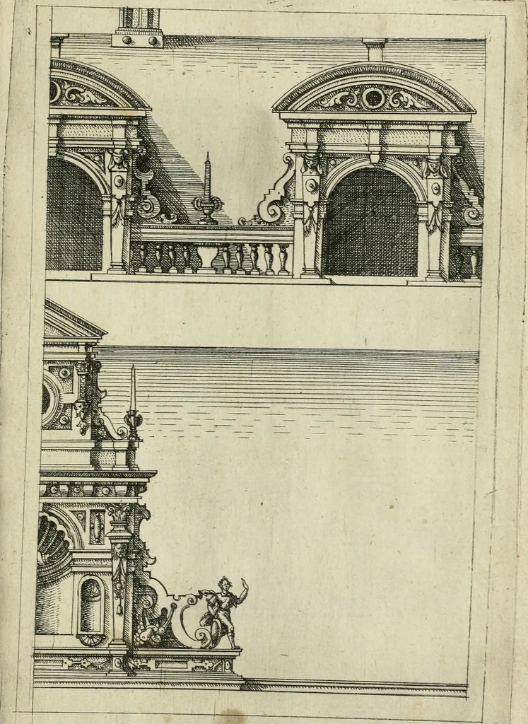 An illustration from Architectvra, vonn Ausstheijlung der fünff Seülen, vnd aller darausz folder Kunst vnd Arbeit von Festern, Camin, Thürgerichten, Portale, Bruñen vnd Epitaphie, 1612, leaf 44
