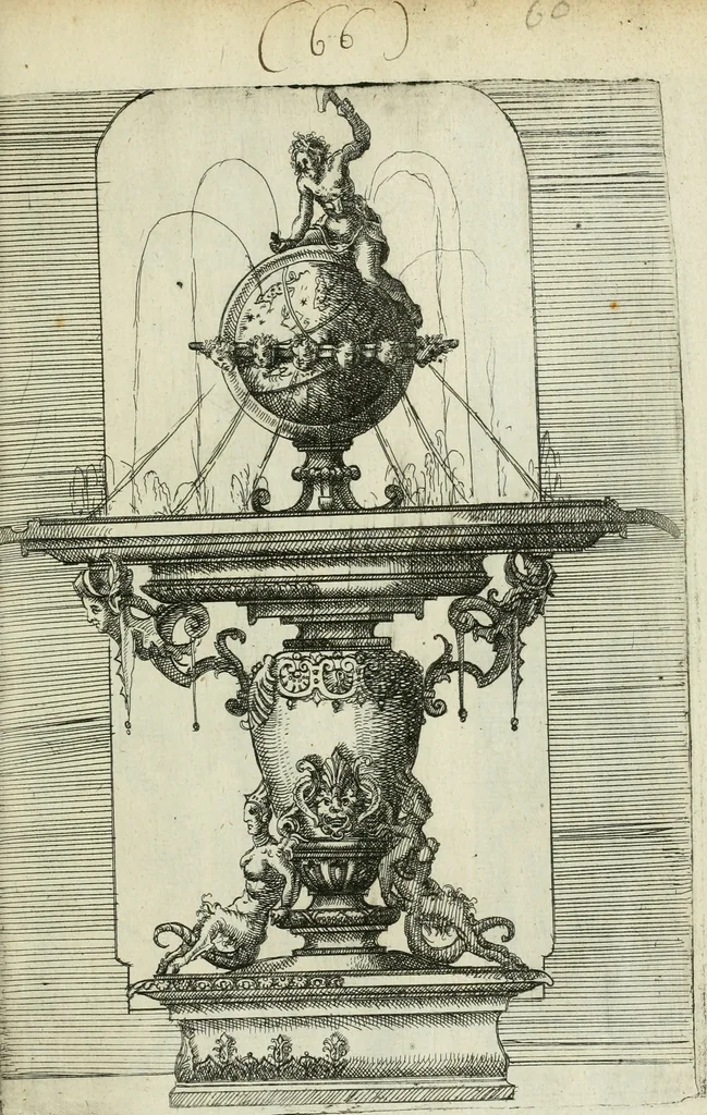 An illustration from Architectvra, vonn Ausstheijlung der fünff Seülen, vnd aller darausz folder Kunst vnd Arbeit von Festern, Camin, Thürgerichten, Portale, Bruñen vnd Epitaphie, 1612, leaf 50