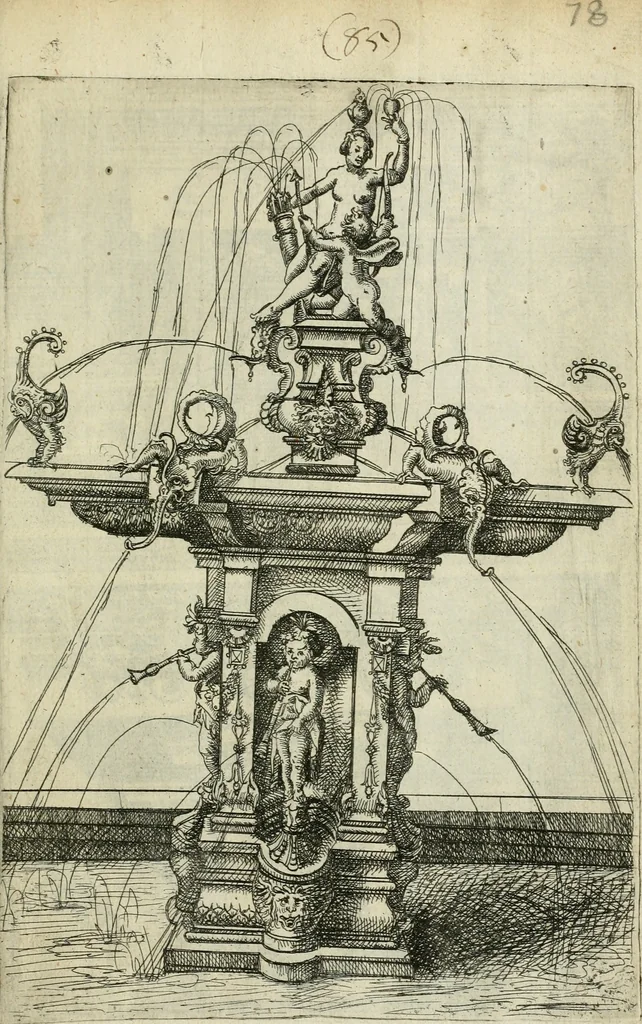An illustration from Architectvra, vonn Ausstheijlung der fünff Seülen, vnd aller darausz folder Kunst vnd Arbeit von Festern, Camin, Thürgerichten, Portale, Bruñen vnd Epitaphie, 1612, leaf 58