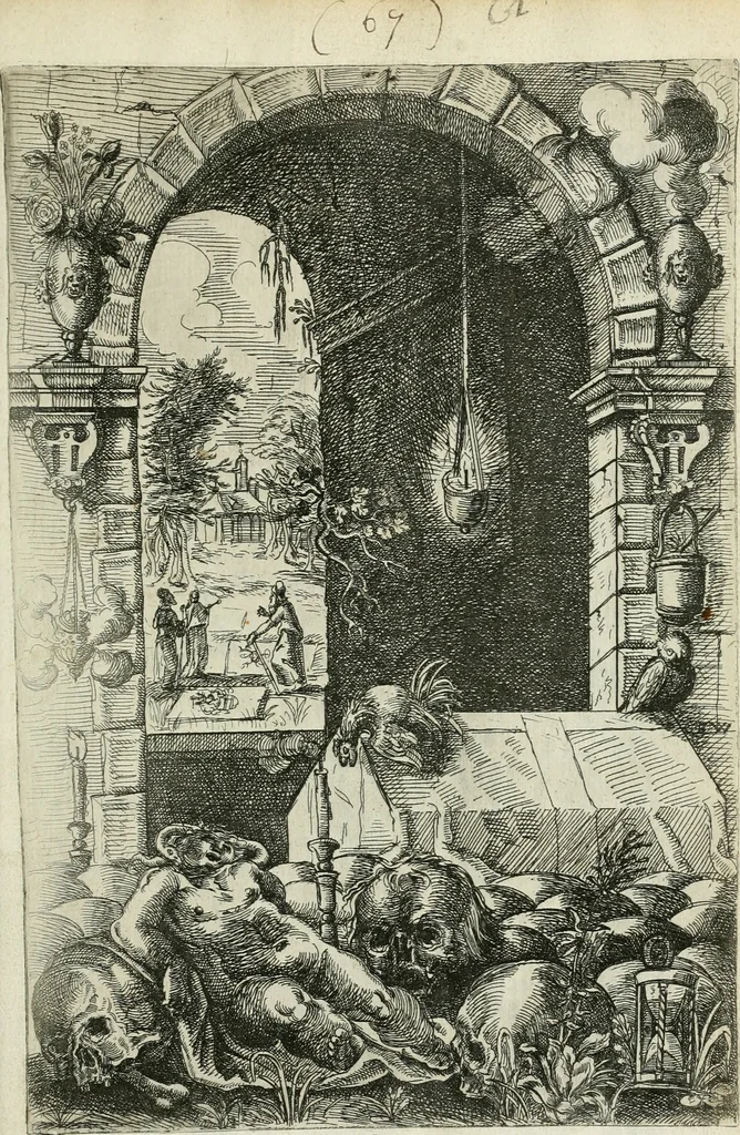 An illustration from Architectvra, vonn Ausstheijlung der fünff Seülen, vnd aller darausz folder Kunst vnd Arbeit von Festern, Camin, Thürgerichten, Portale, Bruñen vnd Epitaphie, 1612, leaf 64