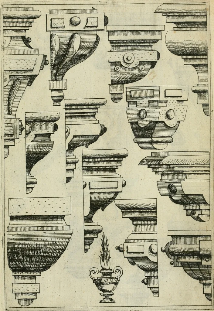 An illustration from Architectvra, vonn Ausstheijlung der fünff Seülen, vnd aller darausz folder Kunst vnd Arbeit von Festern, Camin, Thürgerichten, Portale, Bruñen vnd Epitaphie, 1612, leaf 70