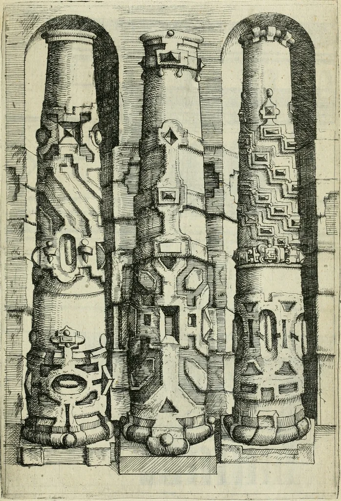 An illustration from Architectvra, vonn Ausstheijlung der fünff Seülen, vnd aller darausz folder Kunst vnd Arbeit von Festern, Camin, Thürgerichten, Portale, Bruñen vnd Epitaphie, 1612, leaf 78