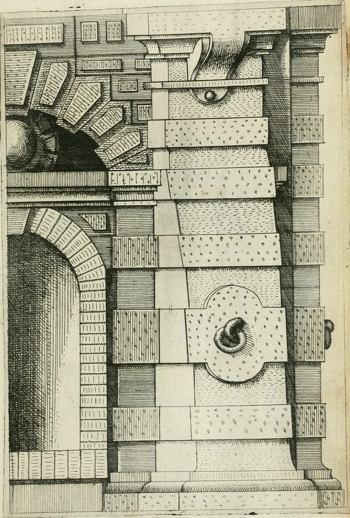 An illustration from Architectvra, vonn Ausstheijlung der fünff Seülen, vnd aller darausz folder Kunst vnd Arbeit von Festern, Camin, Thürgerichten, Portale, Bruñen vnd Epitaphie, 1612, leaf 94