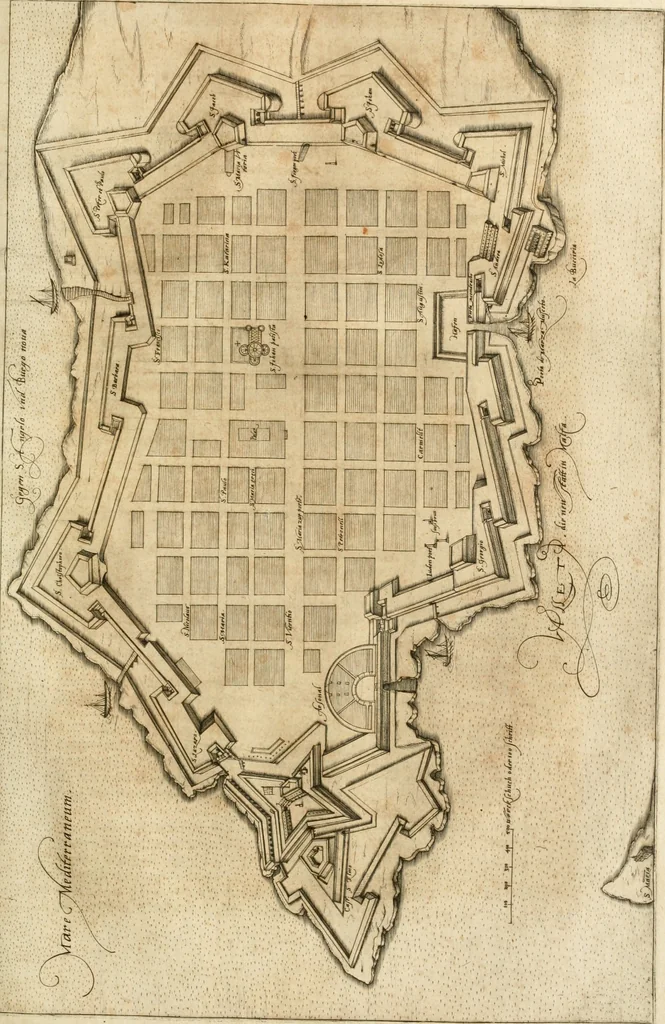 An illustration from Architectvra von Vestungen. Wie die zu vnsern Zeiten mögen erbawen werden, an Stätten, Schlössern vñ Clussen, zu Wasser, Land, Berg vñ Thal, mit jren Bollwercken, Caualiren, Streichen, Gräben vnd Leuffen, sampt deren gantzen Anhang vnd Nutzbarkeit, auch wie die Gegenwehr zu gebrauchen, was für Geschütz dahin gehörig, vnnd wie es geordnet vnnd gebraucht werden soll, alles ausz Grund vnd deren Fundamenten. Sampt den Grund Rissen, Visierungen, vnd Auffzügen für Augen gestellt, 1589, leaf 254