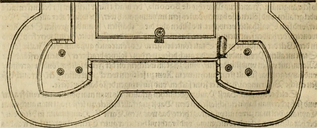 An illustration from Architectvra von Vestungen. Wie die zu vnsern Zeiten mögen erbawen werden, an Stätten, Schlössern vñ Clussen, zu Wasser, Land, Berg vñ Thal, mit jren Bollwercken, Caualiren, Streichen, Gräben vnd Leuffen, sampt deren gantzen Anhang vnd Nutzbarkeit, auch wie die Gegenwehr zu gebrauchen, was für Geschütz dahin gehörig, vnnd wie es geordnet vnnd gebraucht werden soll, alles ausz Grund vnd deren Fundamenten. Sampt den Grund Rissen, Visierungen, vnd Auffzügen für Augen gestellt, 1589, leaf 59