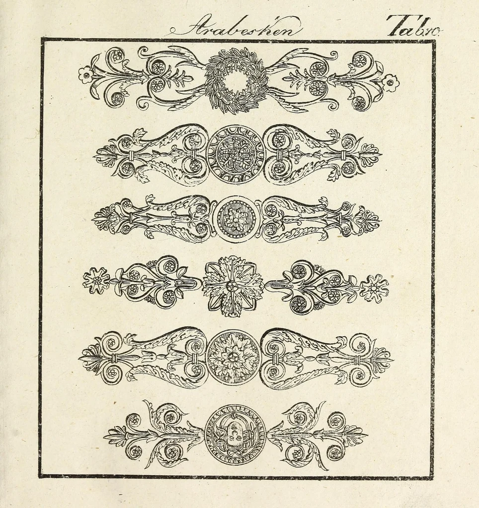An illustration from Architektonisch-mythologische Kunst-Sammlung : ein Modell und Taschenbuch für Stein- und Bildhauer, Töpfer Gürttler und Eisengiesser, so wie auch für Tüncher und Stukaturer, 1829, leaf 47