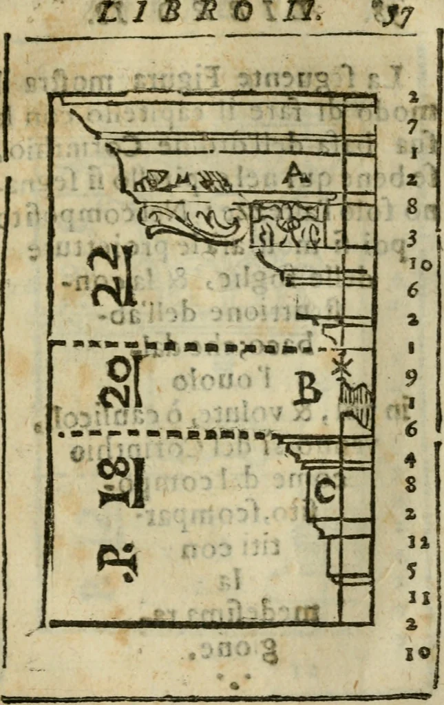 An illustration from Manuale d'architettura : breue, e risoluta prattica, 1629, leaf 74