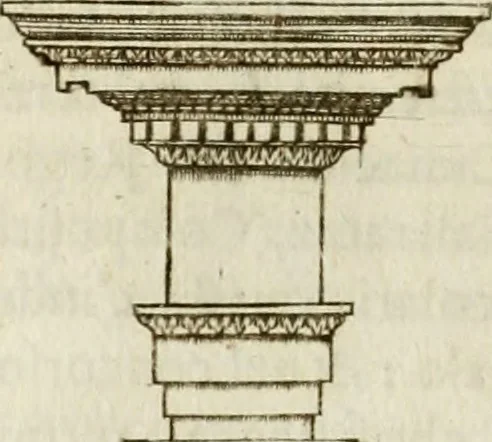 An illustration from Architettura ciuile demostratiuamente proportionata et accresciuta di nuoue regole : con l'vso delle quali si facilita l'inuentione d'ogni douuta proportione nelli cinque ordini, e col ritrouamento d'vn nuouo strumento angolare, si da il modo à gl'operarij medesimi di pratticamente stabilire le sacome in ogni loro necessario contorno, 1661, leaf 317