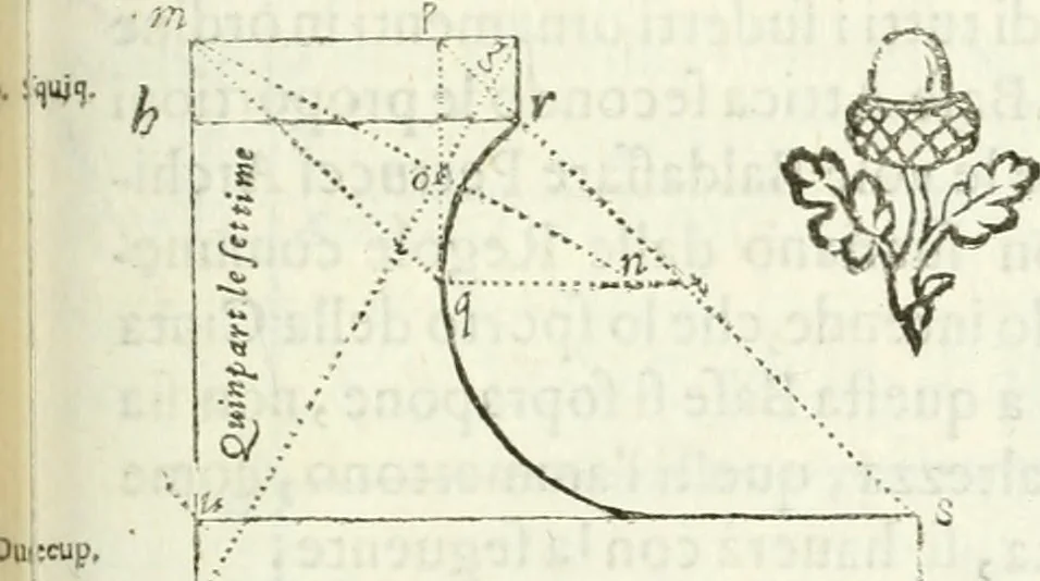 An illustration from Architettura civile demonstrativamente proportionata et accresciuta di nuove regole : con l'vso delle quali si facilita l'inventione d'ogni dovuta proportione nelli cinque ordini, e col ritrovamento d'vn nuovo strumento angolare, si da il modo à gl'operarij medesimi di pratticamente stabilire le sacome in ogni loro necessario contorno, 1686, leaf 204