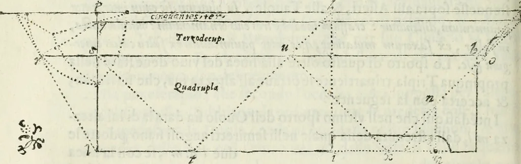An illustration from Architettura civile demonstrativamente proportionata et accresciuta di nuove regole : con l'vso delle quali si facilita l'inventione d'ogni dovuta proportione nelli cinque ordini, e col ritrovamento d'vn nuovo strumento angolare, si da il modo à gl'operarij medesimi di pratticamente stabilire le sacome in ogni loro necessario contorno, 1686, leaf 317