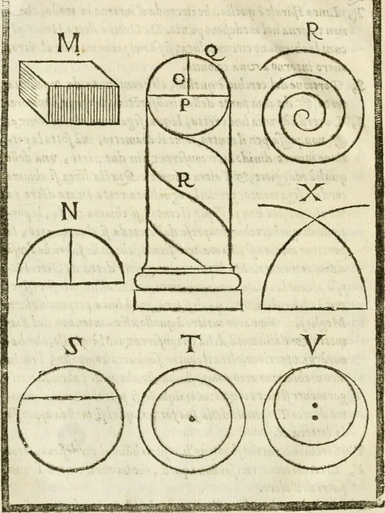 An illustration from Della architettura di Gioseffe Viola Zanini, padovano pittore et architetto, libri due : ne' quali con nuoua simmetria & facoltà si mostrano le giuste regole de i cinque ordini di detta architettura, & osseruationi de'più eccellenti architetti, che in quella habbiano dato ammaestramenti .., 1629, leaf 35