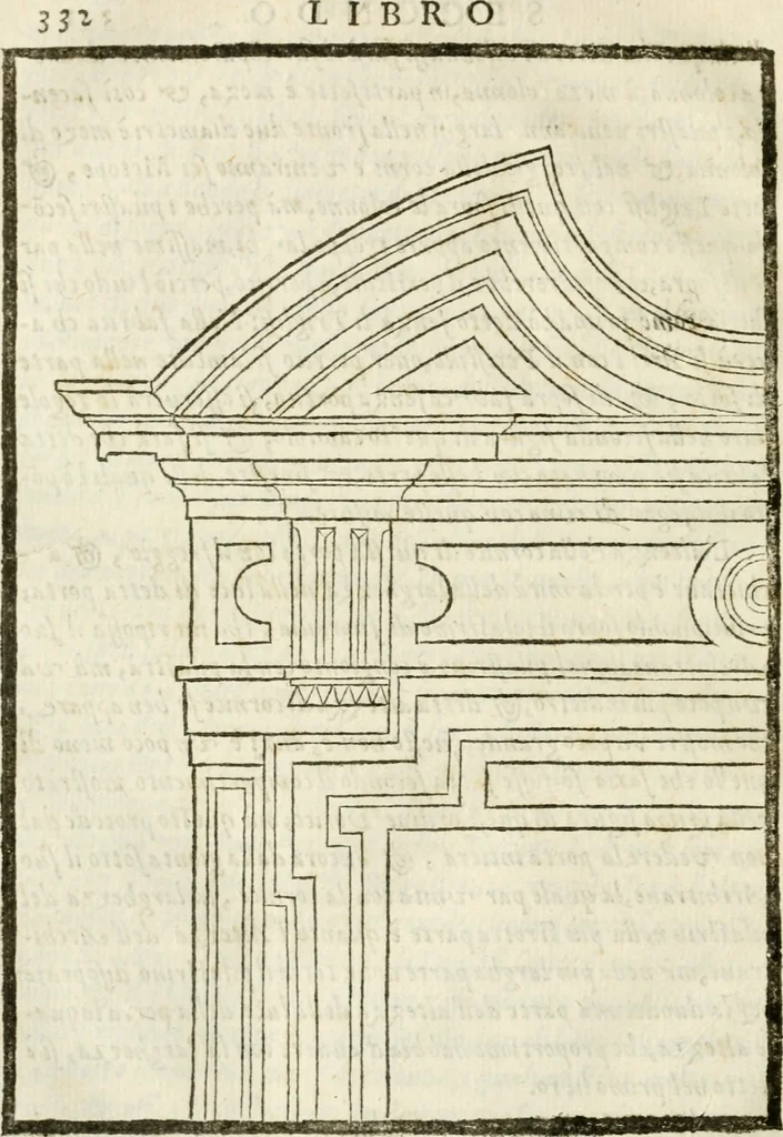 An illustration from Della architettura di Gioseffe Viola Zanini, padovano pittore et architetto, libri due : ne' quali con nuoua simmetria & facoltà si mostrano le giuste regole de i cinque ordini di detta architettura, & osseruationi de'più eccellenti architetti, che in quella habbiano dato ammaestramenti .., 1629, leaf 355