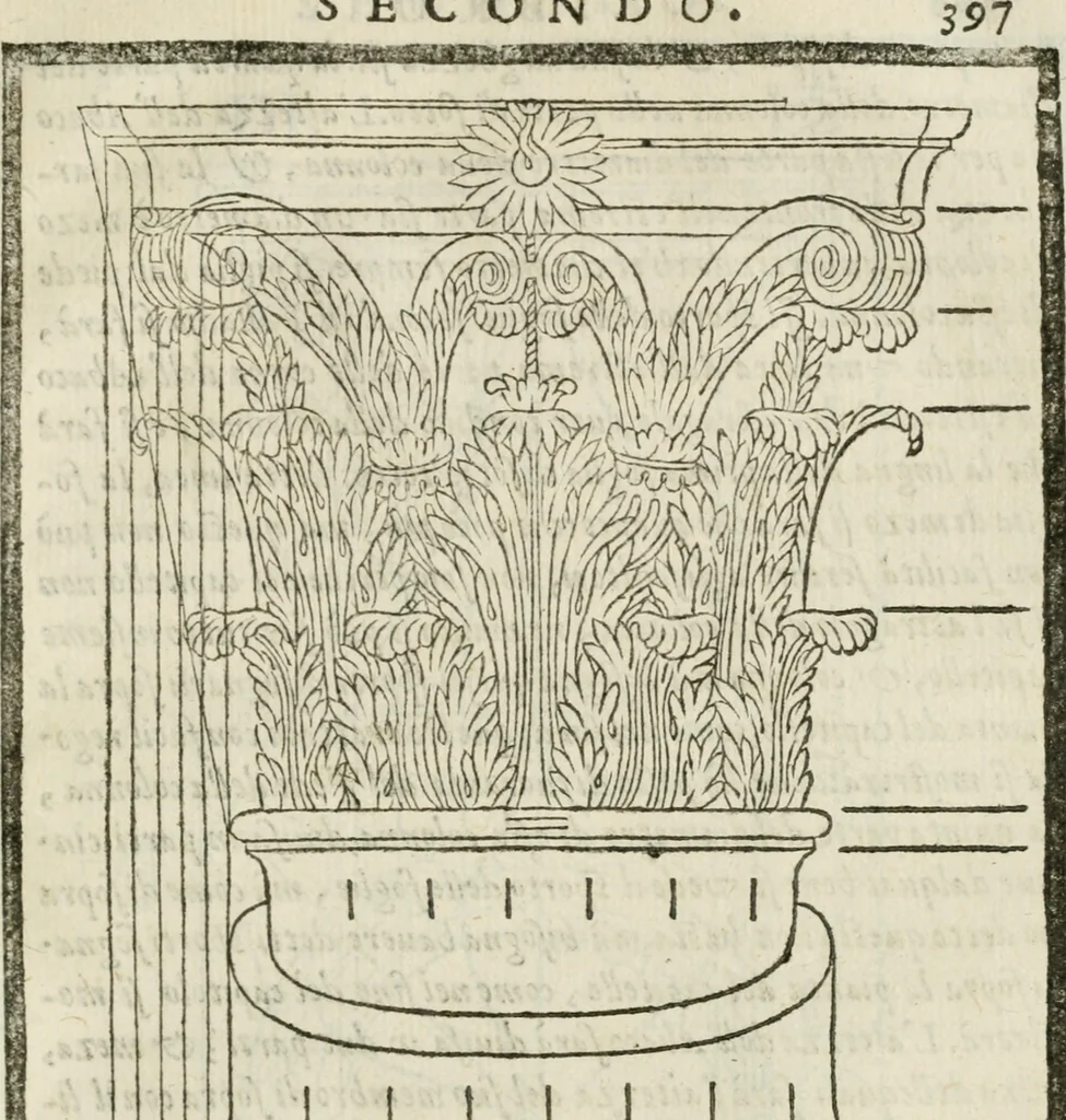 An illustration from Della architettura di Gioseffe Viola Zanini, padovano pittore et architetto, libri due : ne' quali con nuoua simmetria & facoltà si mostrano le giuste regole de i cinque ordini di detta architettura, & osseruationi de'più eccellenti architetti, che in quella habbiano dato ammaestramenti .., 1629, leaf 420